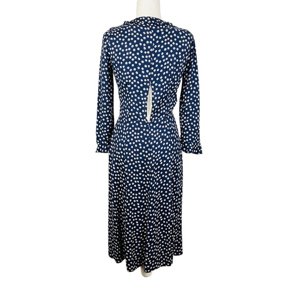 Reformation Heidi Navy And White Floral Midi Dress. - Picture 7 of 12
